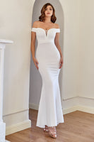 Load image into Gallery viewer, White Off the Shoulder Mermaid Prom Dress