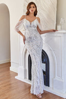 Load image into Gallery viewer, Glitter Mermaid White Sequins Prom Dress