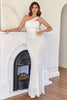 Load image into Gallery viewer, White One Shoulder Sequins Mermaid Prom Dress
