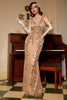 Load image into Gallery viewer, Women Champagne 1920s Prom Dress Sequins Sheath Style Long Gatsby Dress