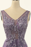 Load image into Gallery viewer, Tulle Purple A-line Prom Dress