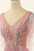Load image into Gallery viewer, V Neck Blush Beading Tulle A-line Prom Dress