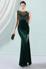 Load image into Gallery viewer, Dark Green Mermaid Bateau Neck Prom Dress