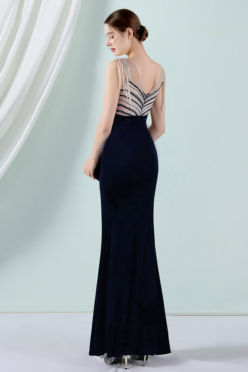 Load image into Gallery viewer, Dark Green Mermaid Bateau Neck Prom Dress