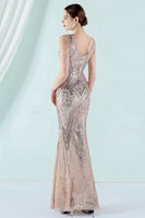 Load image into Gallery viewer, White Deep V Neck Mermaid Evening Dress