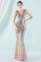 Load image into Gallery viewer, White Deep V Neck Mermaid Evening Dress