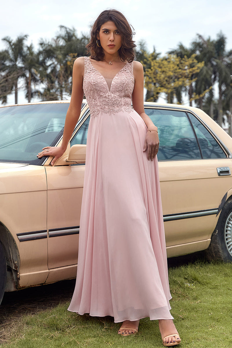 Load image into Gallery viewer, Blush Appliques Chiffon Prom Dress
