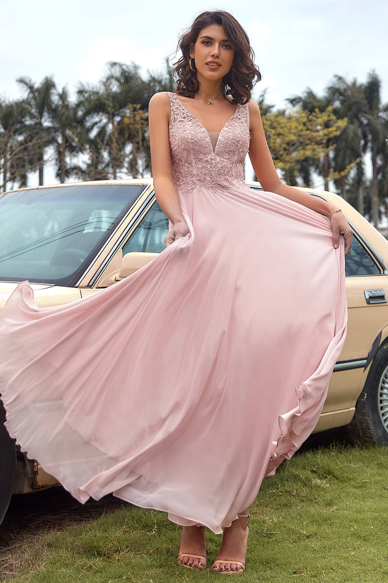 Load image into Gallery viewer, Blush Appliques Chiffon Prom Dress