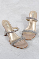 Load image into Gallery viewer, Square Toe Rhinestone Stiletto Sandals