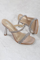 Load image into Gallery viewer, Square Toe Rhinestone Stiletto Sandals
