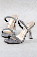 Load image into Gallery viewer, Square Toe Rhinestone Stiletto Sandals