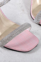 Load image into Gallery viewer, Square Toe Rhinestone Stiletto Sandals