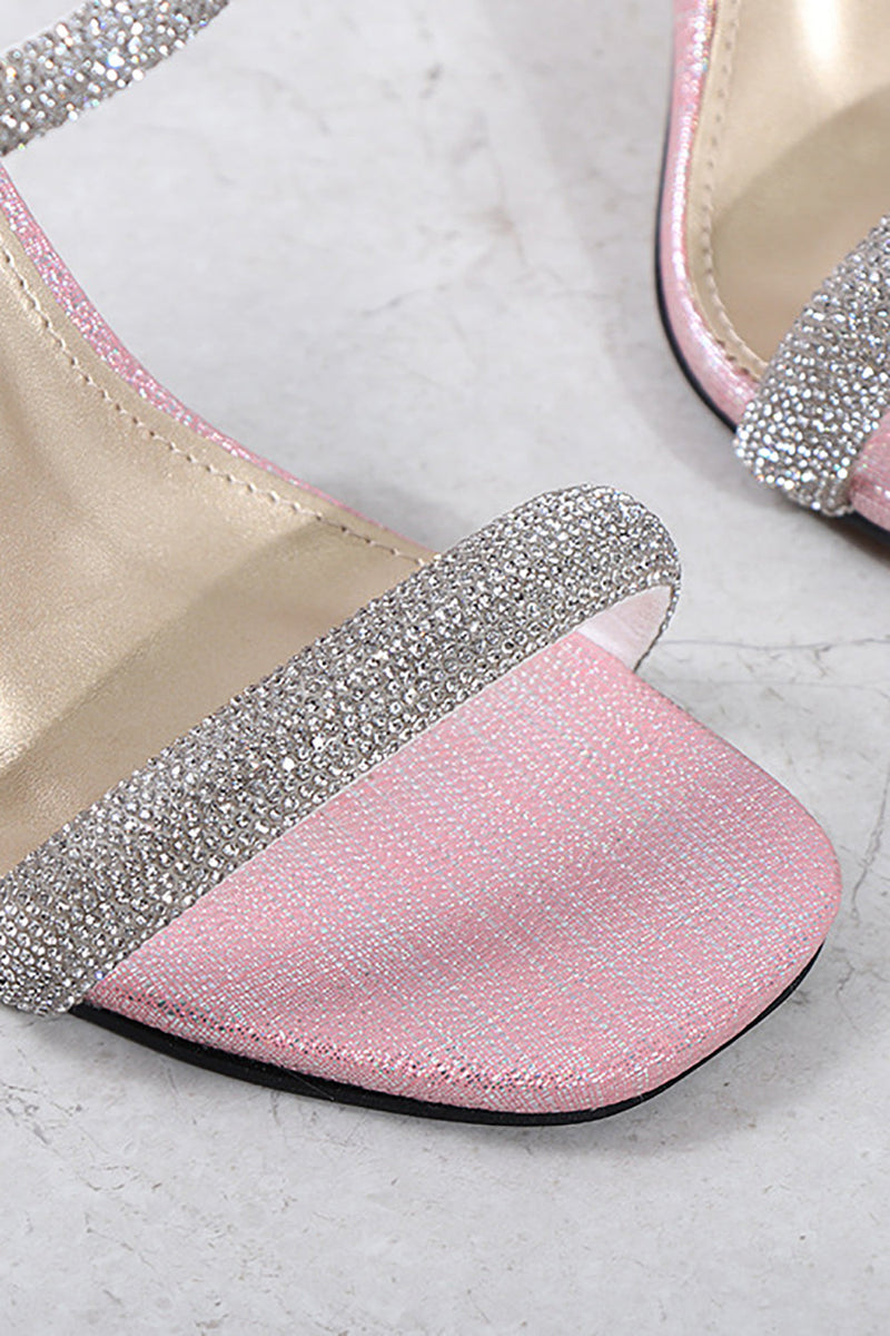 Load image into Gallery viewer, Square Toe Rhinestone Stiletto Sandals