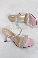 Load image into Gallery viewer, Square Toe Rhinestone Stiletto Sandals