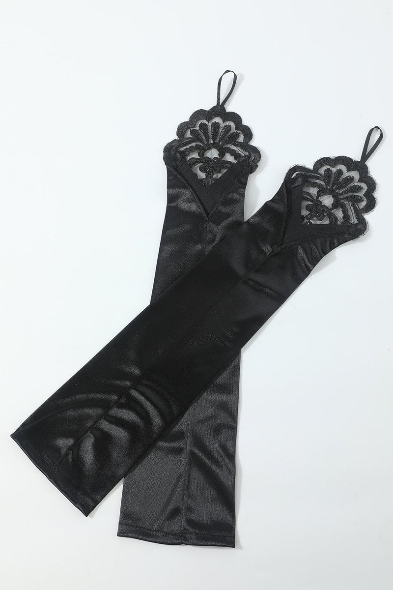 Load image into Gallery viewer, Black Six Pieces Necklace Gloves 1920s Party Accessories