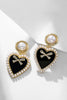 Load image into Gallery viewer, Black Heart Bow Earrings