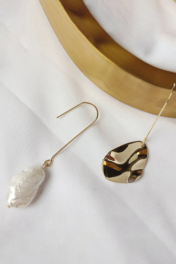 Natural Baroque Shaped Pearl Asymmetric Earrings