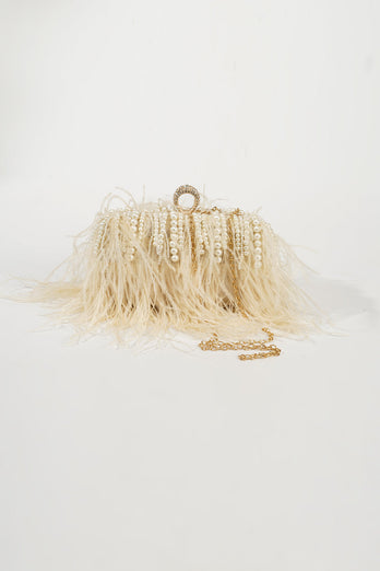 Vintage Ostrich Feather Blush Evening Bag