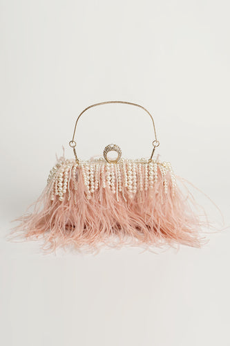 Vintage Ostrich Feather Blush Evening Bag