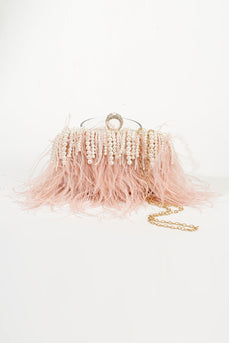 Vintage Ostrich Feather Blush Evening Bag