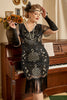 Load image into Gallery viewer, Black Golden Beaded Sequins 1920s Plus Size Dress