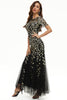 Load image into Gallery viewer, Leaves Sequins Mother Dress with Short Sleeves