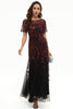 Load image into Gallery viewer, Leaves Sequins Mother Dress with Short Sleeves