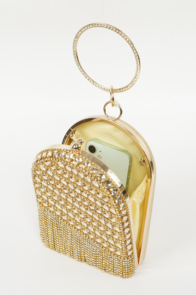 Load image into Gallery viewer, Golden Rhinestones Prom Handbag