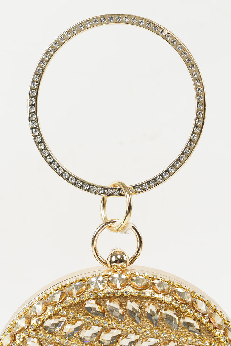 Load image into Gallery viewer, Golden Rhinestones Prom Handbag