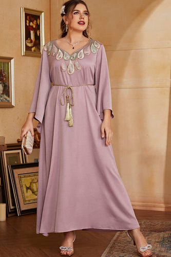 Plus Size Grey Pink Mother of the Bride Dress