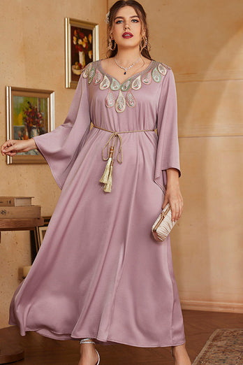 Plus Size Grey Pink Mother of the Bride Dress