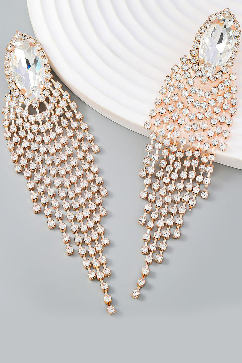 Load image into Gallery viewer, Golden Beaded Prom Earrings