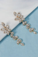 Load image into Gallery viewer, Vintage Simple Rhinestone Gold Leaf Earrings