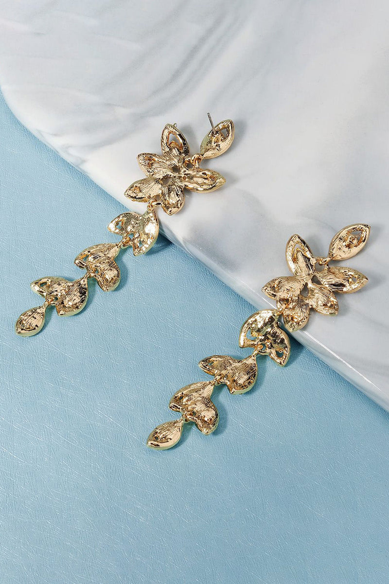 Load image into Gallery viewer, Vintage Simple Rhinestone Gold Leaf Earrings