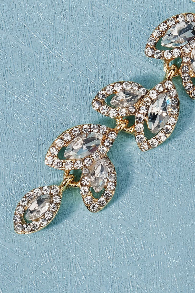 Load image into Gallery viewer, Vintage Simple Rhinestone Gold Leaf Earrings