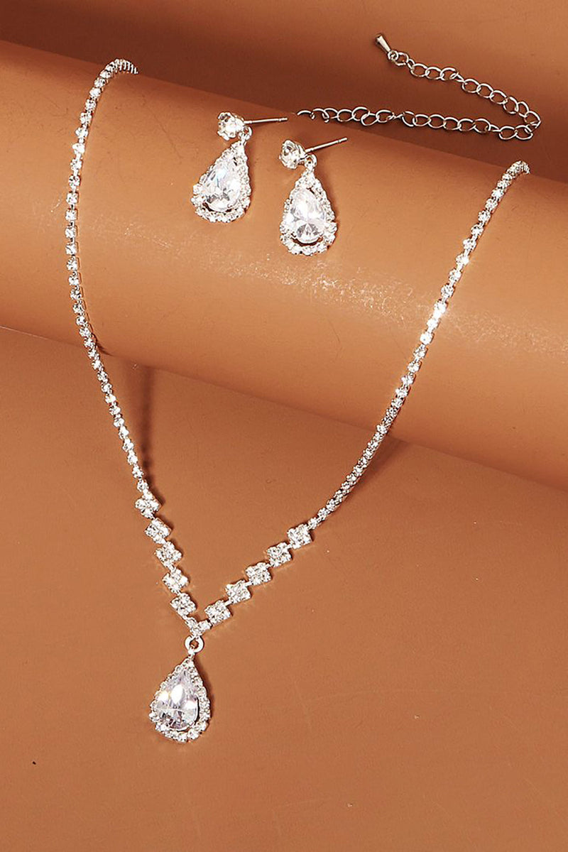 Load image into Gallery viewer, Rhinestone Drop Bridal Earrings Necklace Set