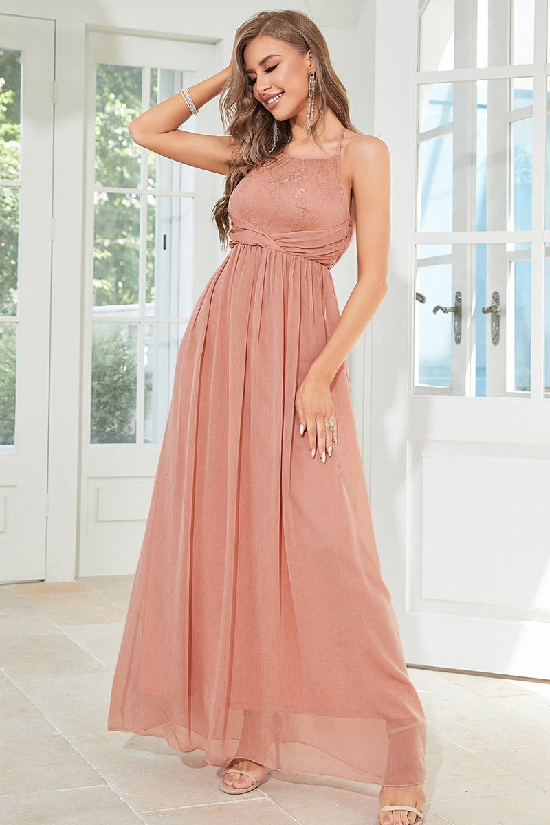 Load image into Gallery viewer, Blush Halter A Line Prom Dress