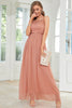 Load image into Gallery viewer, Blush Halter A Line Prom Dress