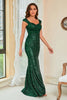 Load image into Gallery viewer, Dark Green Sequins Glitter Prom Dress