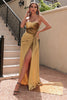 Load image into Gallery viewer, Simple Golden Mermaid Long Prom Dress with Slit_1