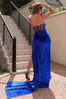 Load image into Gallery viewer, Simple Royal Blue Mermaid Long Prom Dress with Slit_2