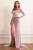 Load image into Gallery viewer, Velvet Long Sleeves Prom Dress with Slit