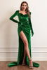 Load image into Gallery viewer, Velvet Long Sleeves Prom Dress with Slit