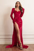 Load image into Gallery viewer, Velvet Long Sleeves Prom Dress with Slit