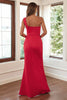 Load image into Gallery viewer, Red Sheath One Shoulder Prom Dress