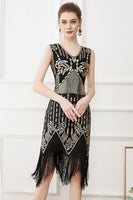Load image into Gallery viewer, Fringes Glitter Flapper Dress with Sleeveless