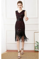 Load image into Gallery viewer, Fringes Glitter Flapper Dress with Sleeveless
