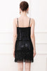 Load image into Gallery viewer, Black Friges Spaghetti Straps 1920s Dress