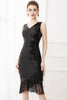 Load image into Gallery viewer, Sequins Glitter Black 1920s Dress with Fringes