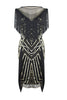 Load image into Gallery viewer, Black Glitter Sequins Flapper Dress with Fringes